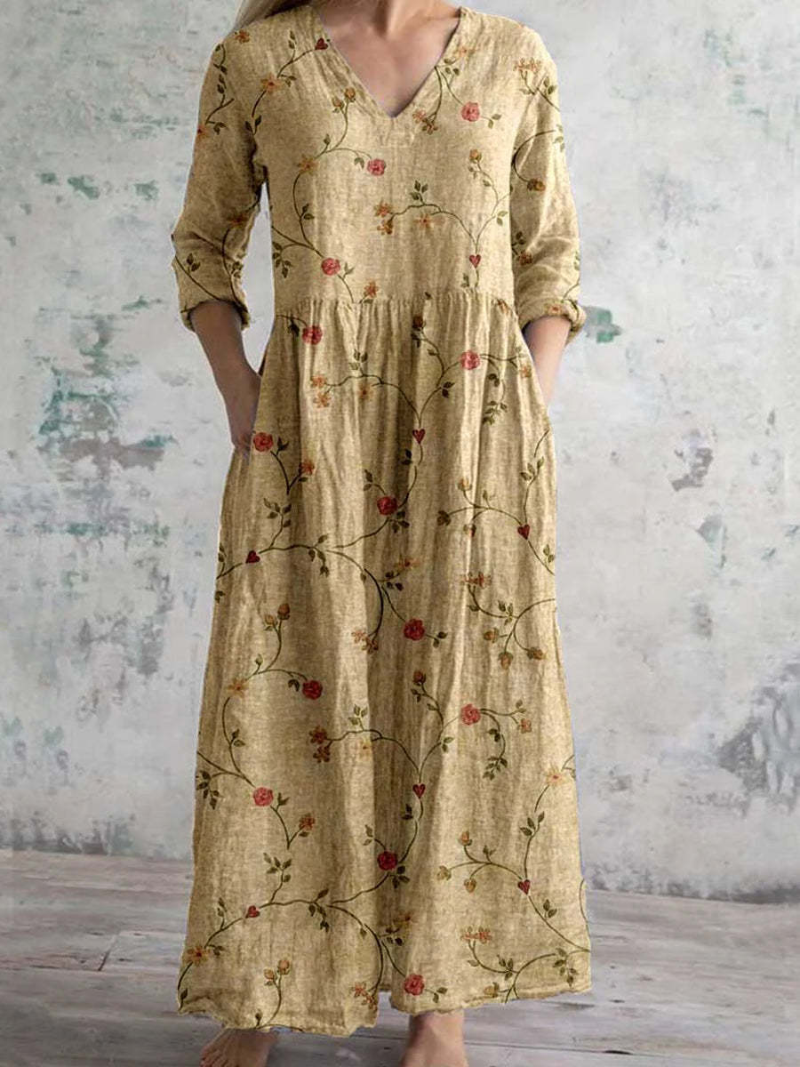 Rilana | Robe longue à fleurs bohèmes pour femme