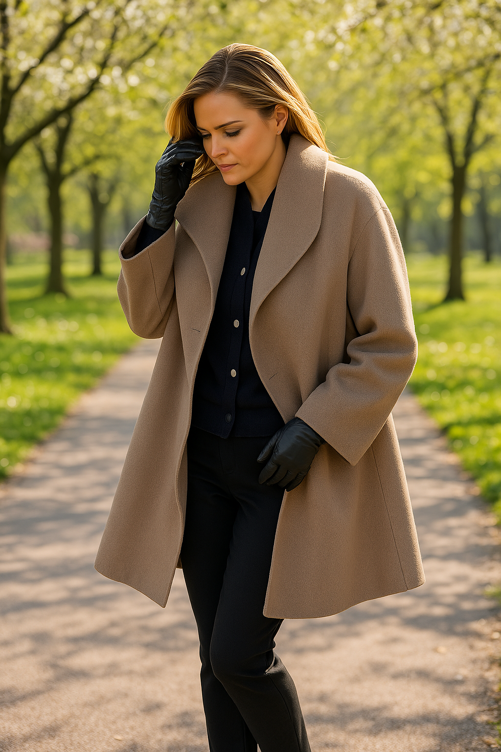 Ysalie | Manteau long drapé à col large pour femme