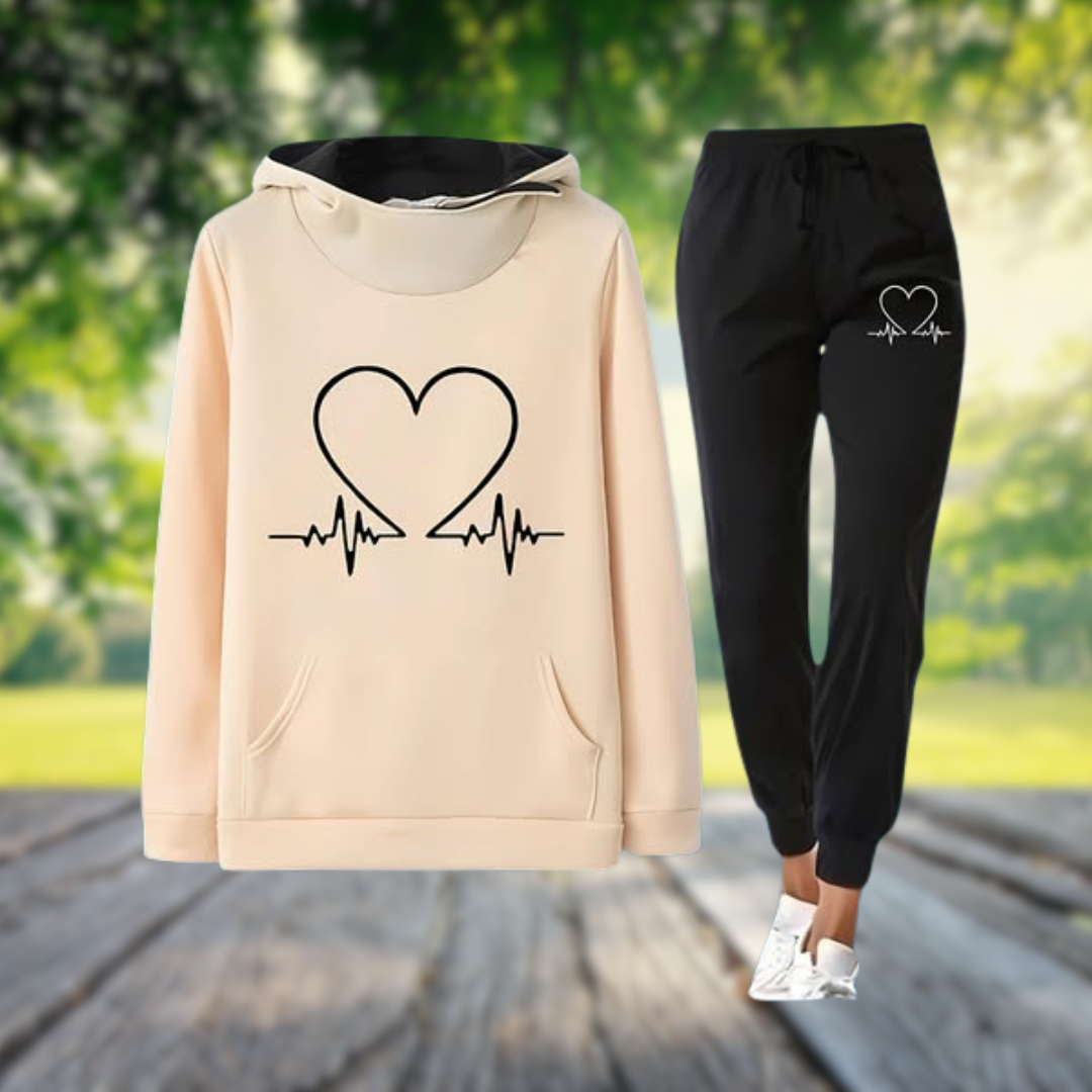 Nola | Ensemble décontracté à capuche avec motif cœur pour femme