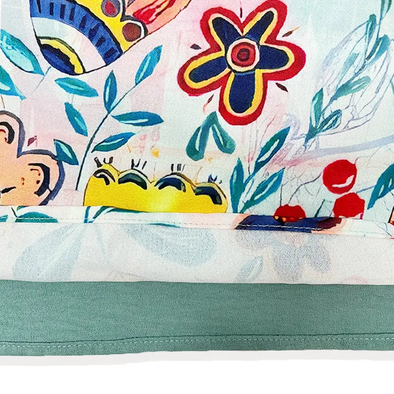 Jacqueline | Haut imprimé bohème à manches volantées