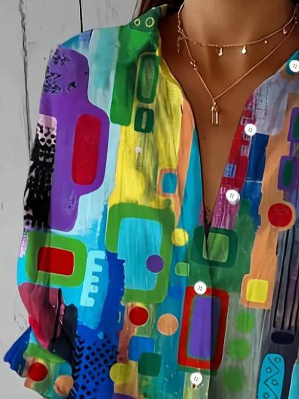 Filipa | Chemisier fluide à imprimé artistique et boutonnage devant