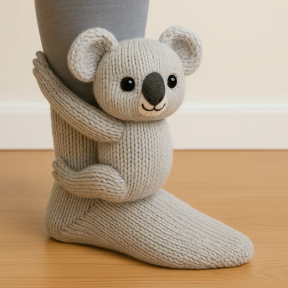 Adeline | Chaussettes Douces avec Peluche d’Animal Attachée