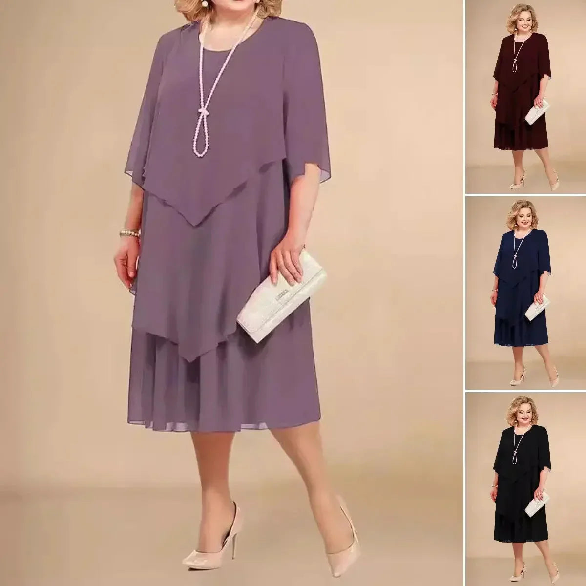 Valerie | Robe fluide élégante à manches cape pour femme