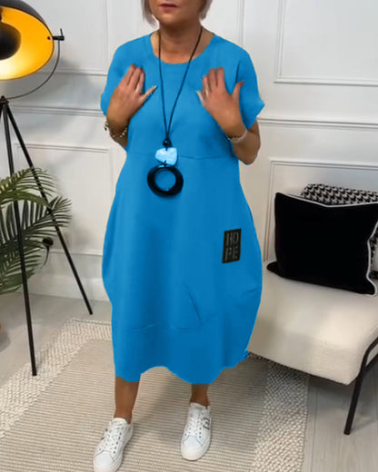 Odette | Robe Ample à Manches Courtes avec Poches pour Femme