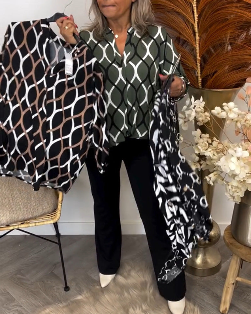 Yvonne | Chemisier Imprimé à Manches Longues pour Femme