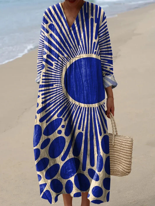 Nadège | Robe ample à imprimé graphique solaire pour femme