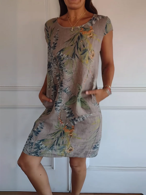 Téa | Robe droite à motif feuillage pour femme