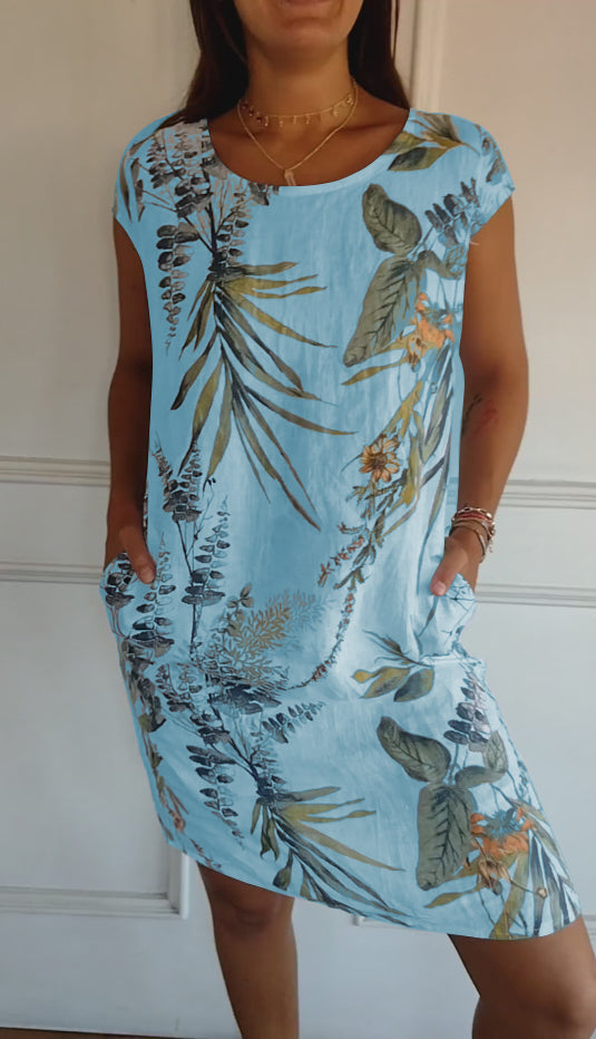 Téa | Robe droite à motif feuillage pour femme