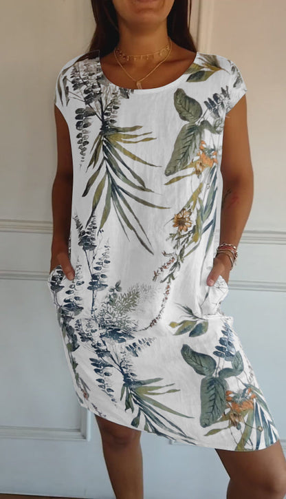 Téa | Robe droite à motif feuillage pour femme