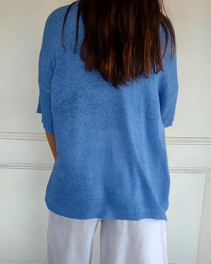 Salomé | Pull léger à col en V et manches trois-quarts pour femme