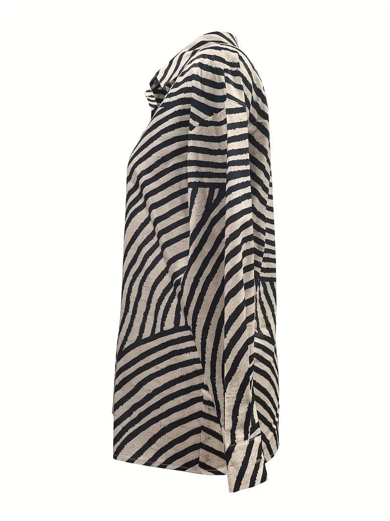 Bianca | Chemise ample à motif graphique et col boutonné pour femme