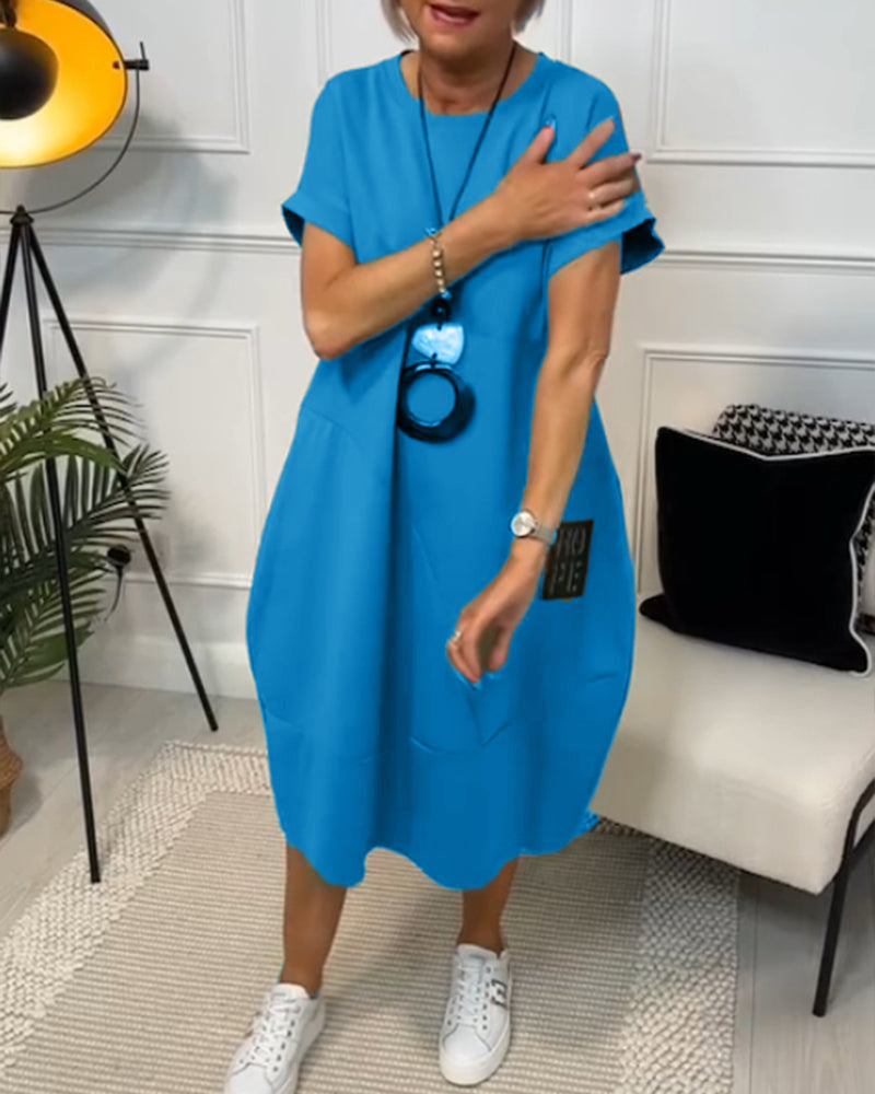 Odette | Robe Ample à Manches Courtes avec Poches pour Femme
