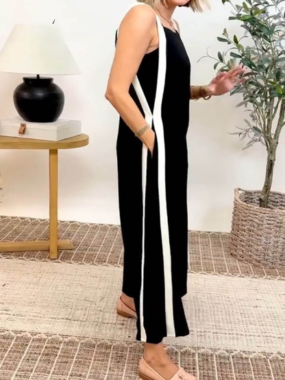 Layla | Combinaison fluide à rayures latérales pour femme