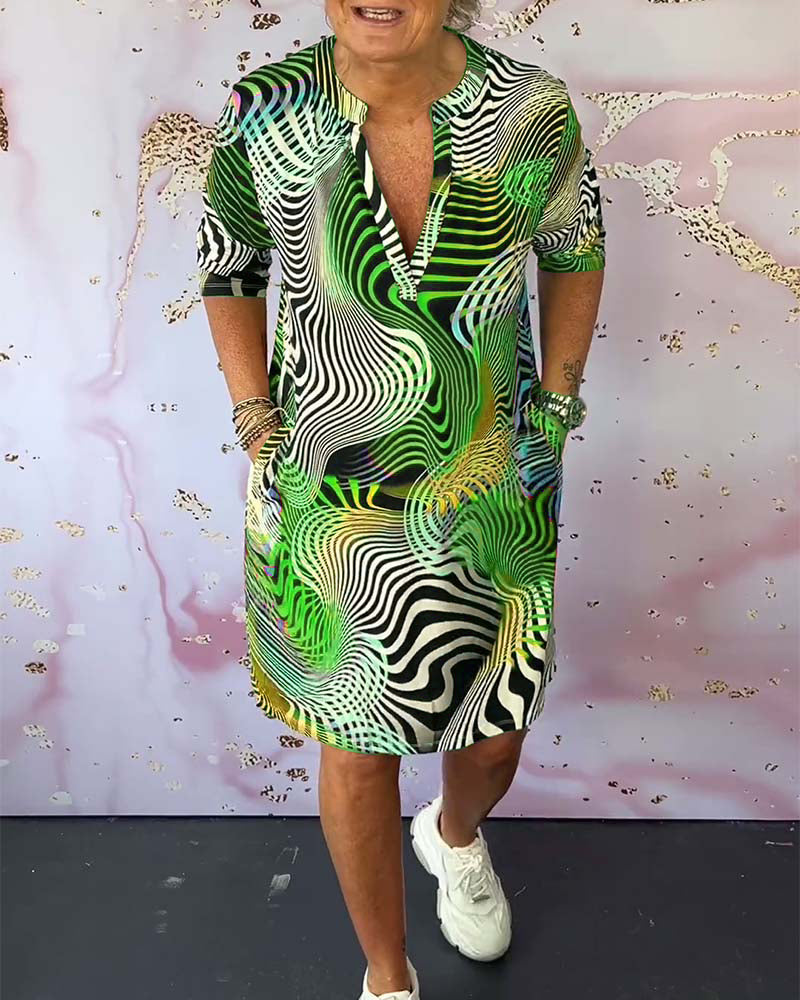 Hannah | Robe droite à imprimé graphique moderne