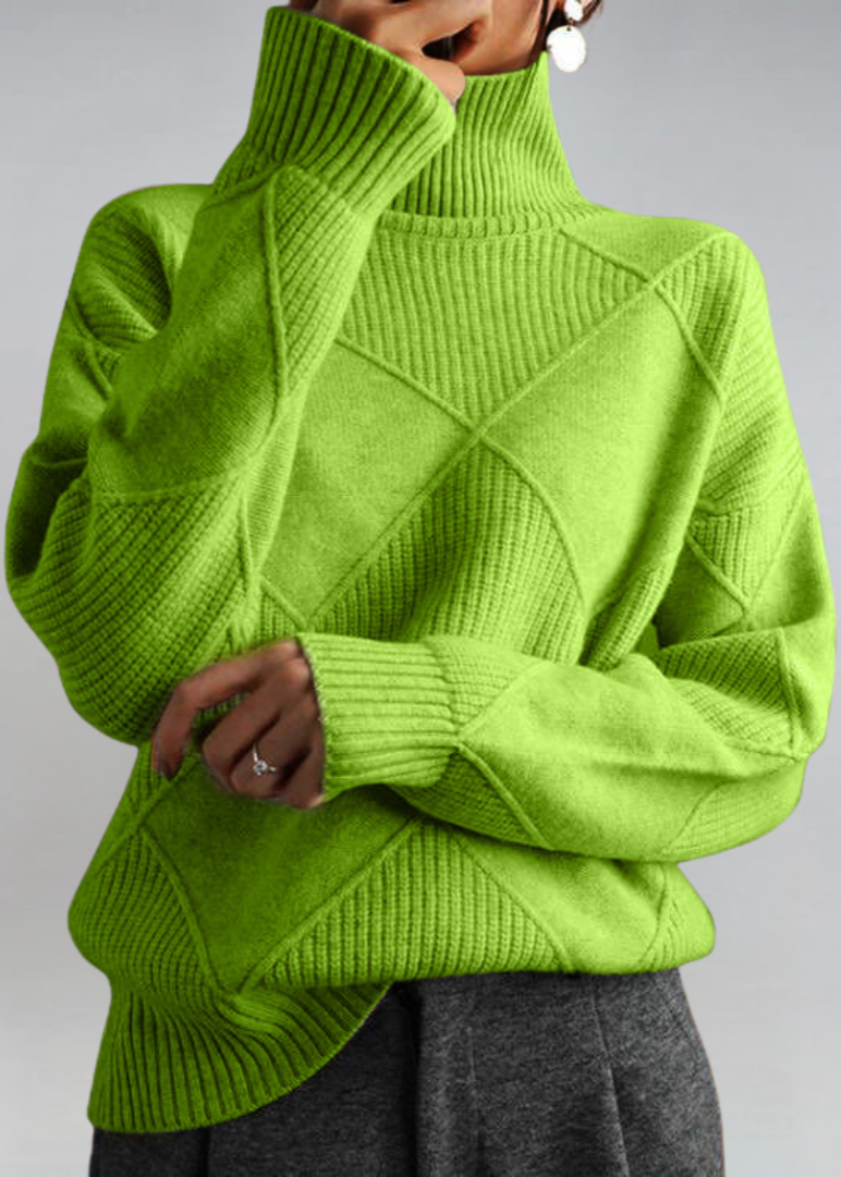 Monia | Pull Chaud et Confortable à Col Montant en Maille Structurée