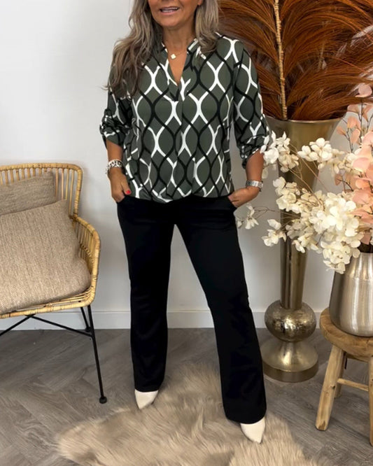 Yvonne | Chemisier Imprimé à Manches Longues pour Femme