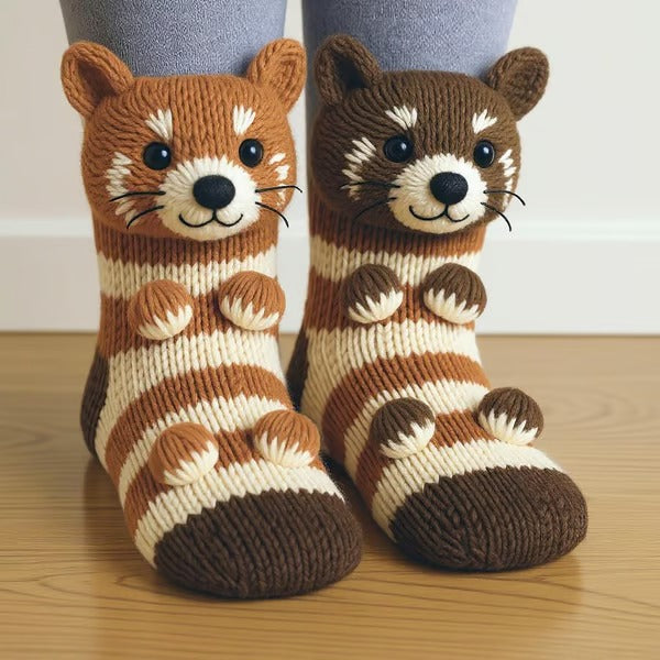 Adeline | Chaussettes Douces avec Peluche d’Animal Attachée