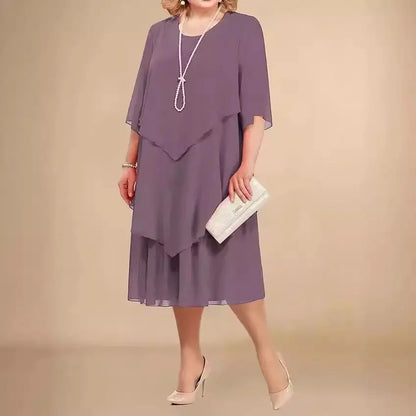 Valerie | Robe fluide élégante à manches cape pour femme