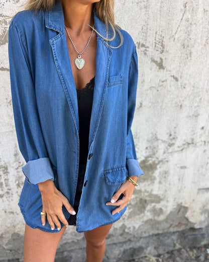 Alix | Blazer en denim à manches longues pour femme