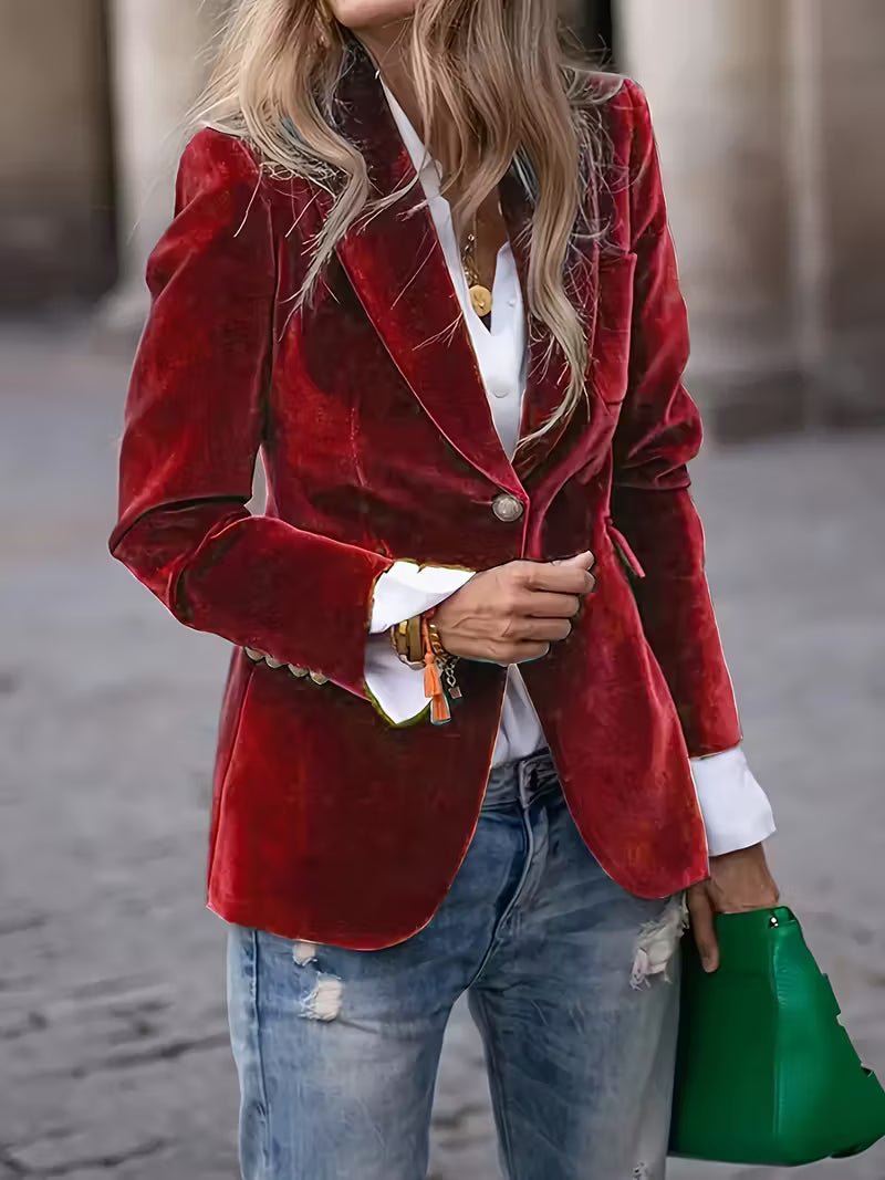Lorine | Blazer Chic et Confortable en Velours Doux