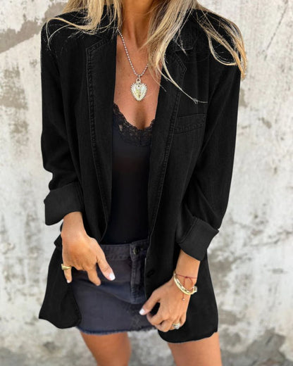 Alix | Blazer en denim à manches longues pour femme