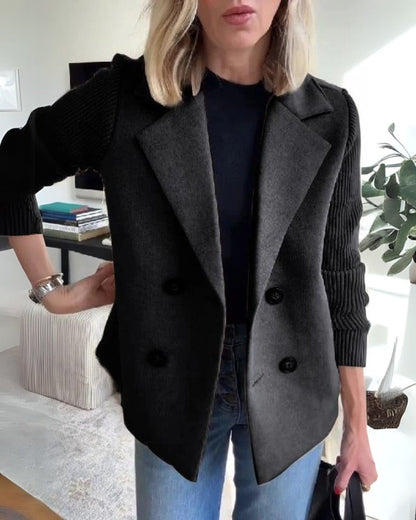 Léontine | Blazer croisée sans col à manches côtelées pour femme