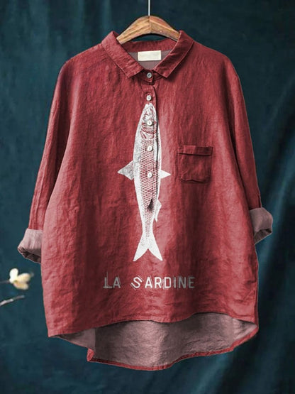 Sofia | Chemise ample à motif sardine pour femme