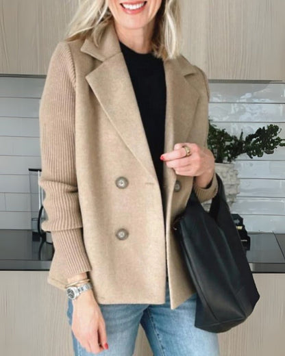 Léontine | Blazer croisée sans col à manches côtelées pour femme