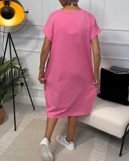 Odette | Robe Ample à Manches Courtes avec Poches pour Femme