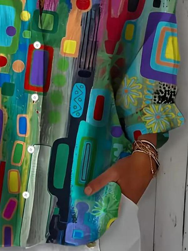 Filipa | Chemisier fluide à imprimé artistique et boutonnage devant