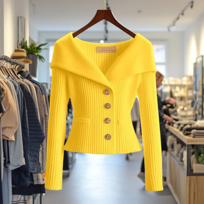 Morgane | Élégant Cardigan à Col Large et Boutons Chic pour Femmes