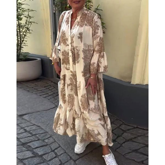 Yvette | Robe longue fluide à col en V pour femme