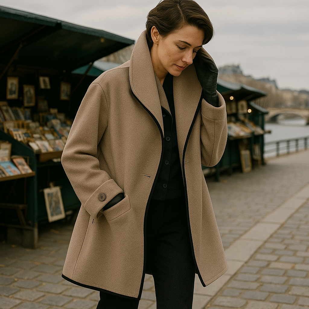 Naya | Manteau chic à col contrasté pour femme