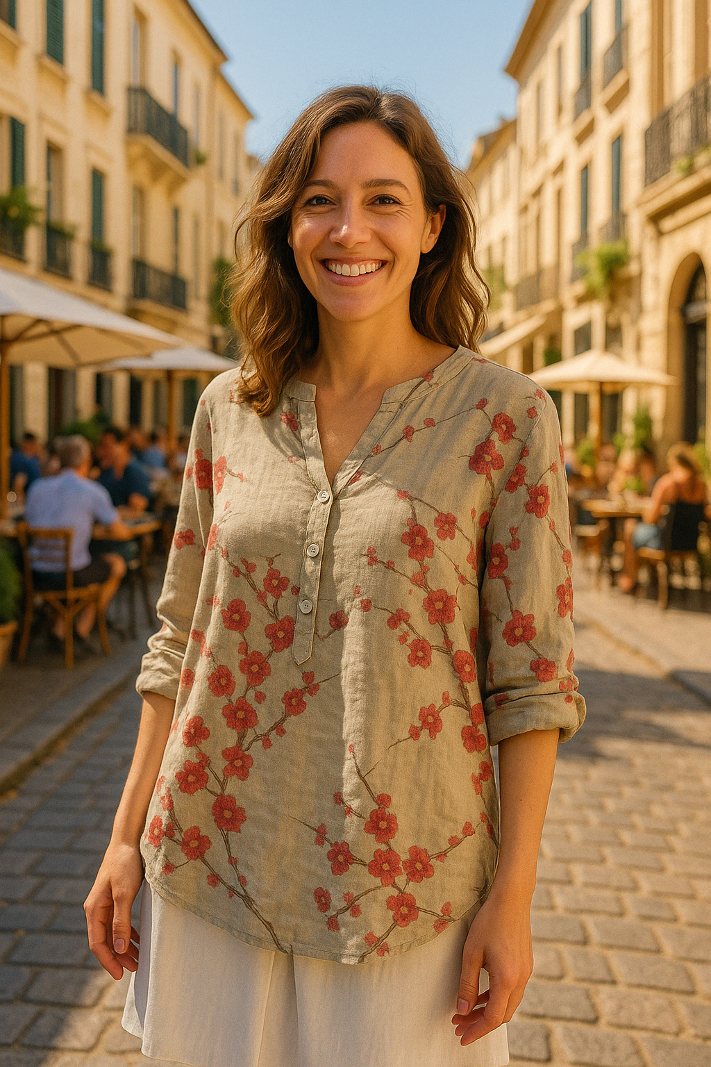 Vivian | Blouse à imprimé floral et col tunisien
