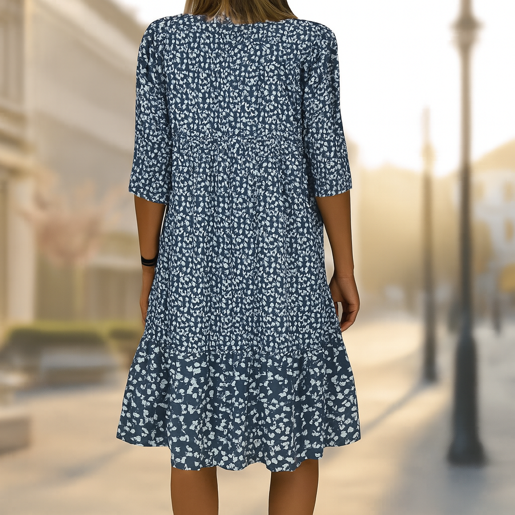 Ambre | Robe à petites fleurs avec manches trois-quarts