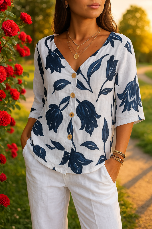 Edith | Blouse boutonnée à imprimé floral pour femme