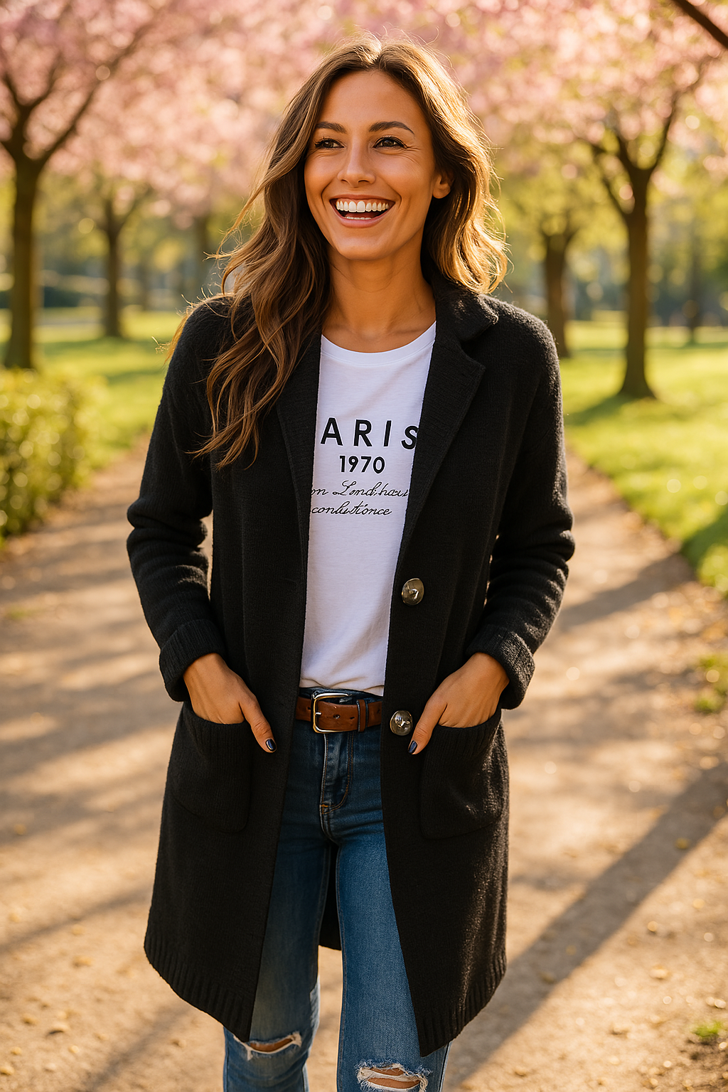 Francien | Gilet long à capuche en maille côtelée