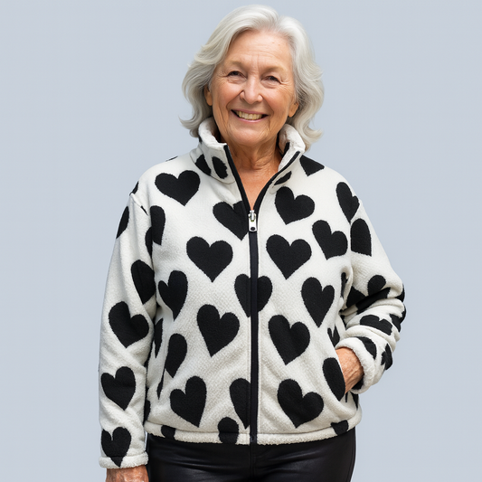 Murielle | Veste Douce Réversible à Motif Cœur pour Femme