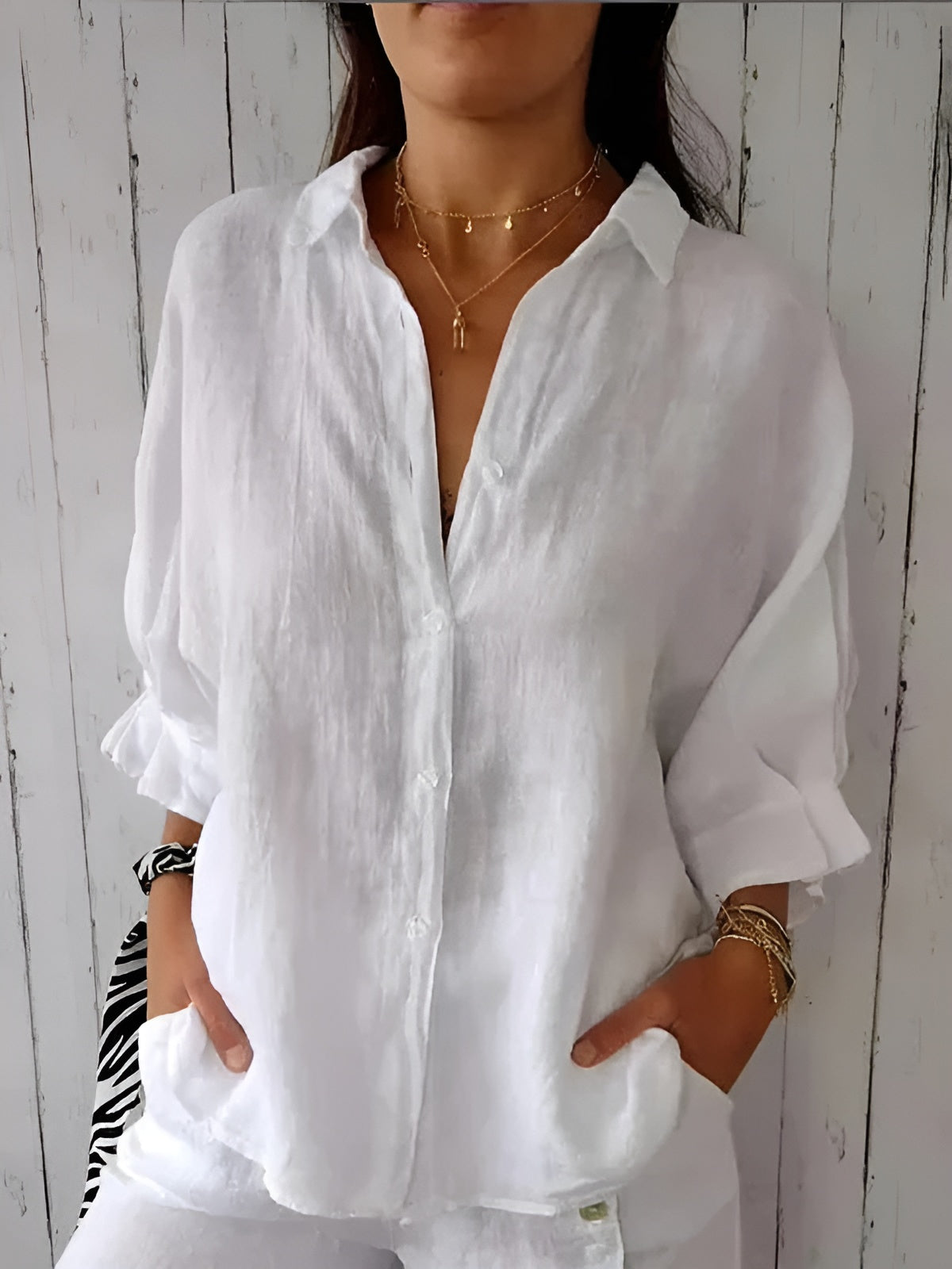 Margaux | Chemise ample à manches retroussées pour femme