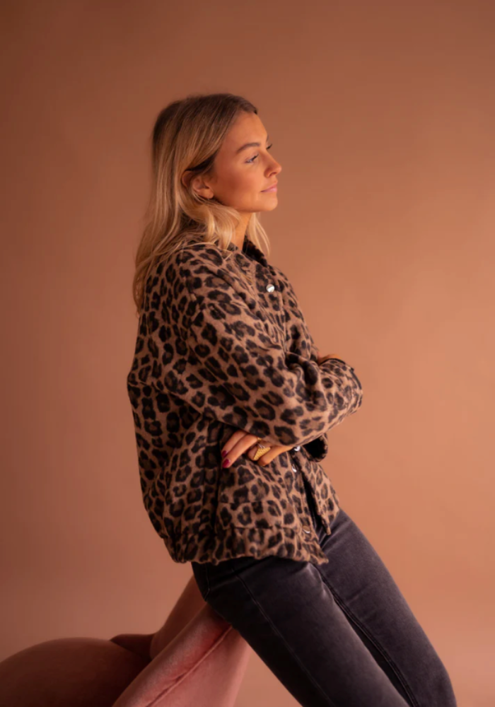 Claire | Veste en fausse fourrure à imprimé léopard pour femme