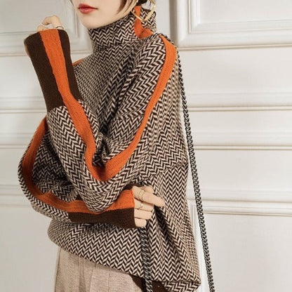 Laurène | Pull Doux à Col Montant et Motif Texturé Élégant