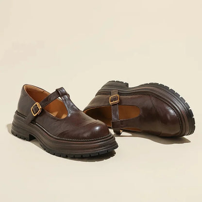 Faustine | Chaussures à Boucle Style Rétro avec Semelle Épaisse