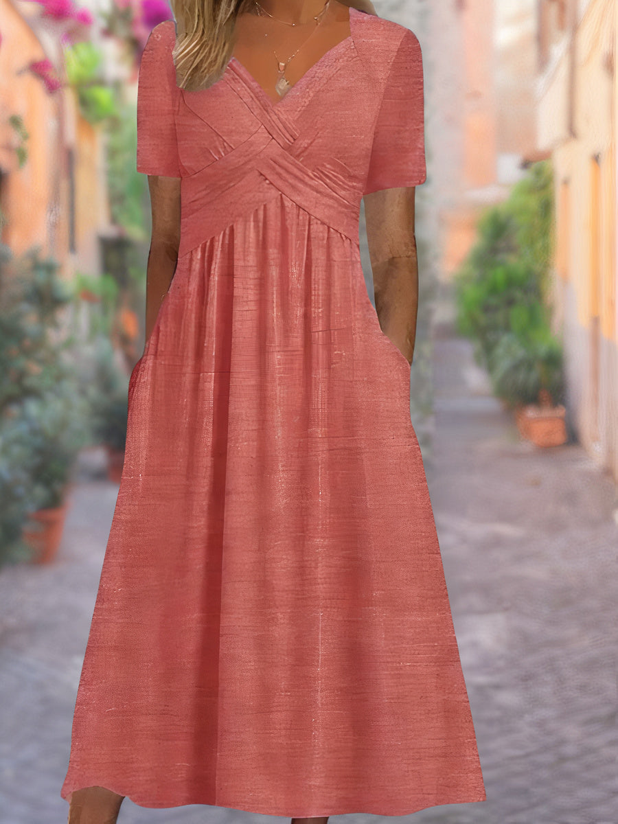Mireya | Robe Fluide à Haut Croisé Élégante pour Femme avec Poches Pratiques