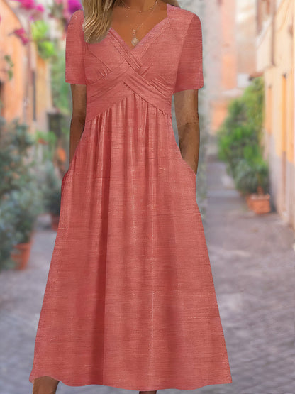 Mireya | Robe Fluide à Haut Croisé Élégante pour Femme avec Poches Pratiques