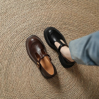 Faustine | Chaussures à Boucle Style Rétro avec Semelle Épaisse