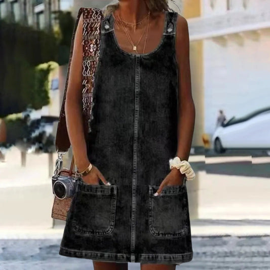 Lola | Robe en jean sans manches à poches