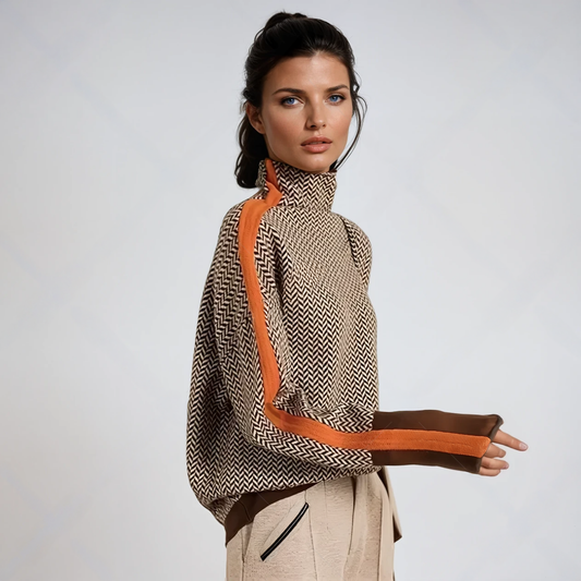 Laurène | Pull Doux à Col Montant et Motif Texturé Élégant