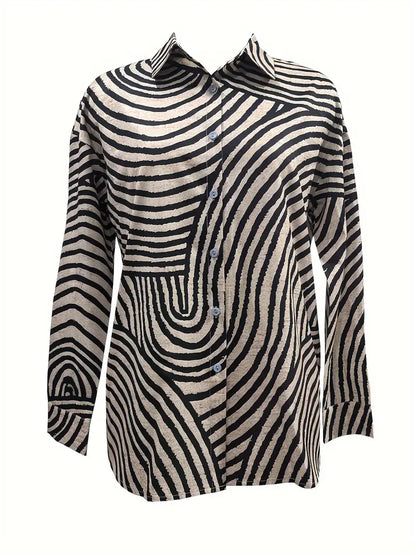 Bianca | Chemise ample à motif graphique et col boutonné pour femme