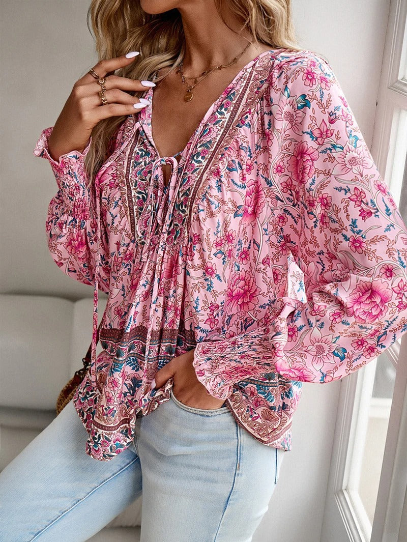 Mina | Blouse bohème à imprimé fleuri et manches longues pour femme