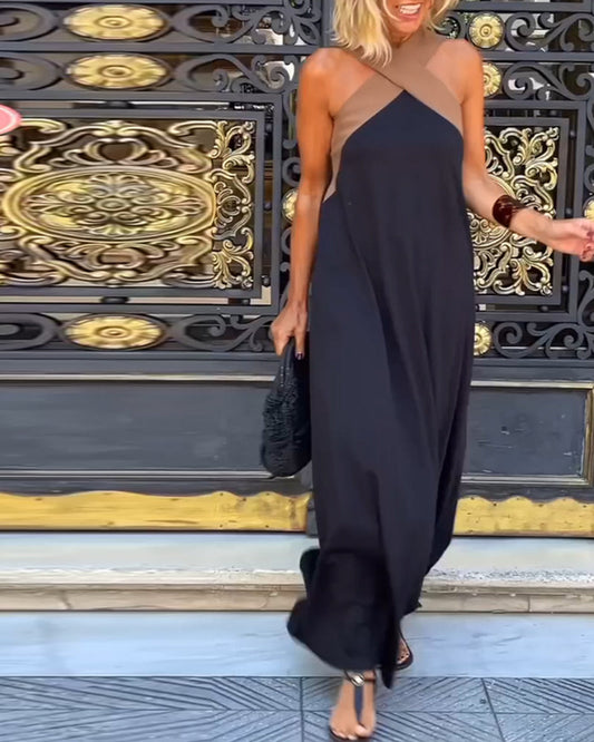 Roselle | Robe longue fluide à bretelles croisées